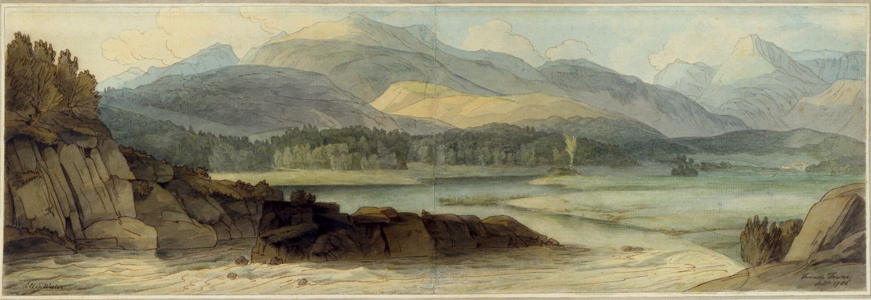 Elterwater，1786年8月12日（pen und brown ink and wc on paper） 作者 弗朗西斯·汤恩