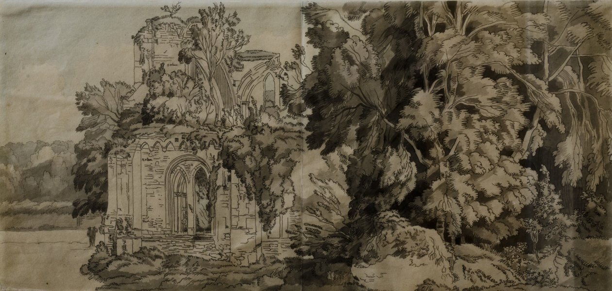 Netley Abbey（笔和墨水在纸上洗） 作者 弗朗西斯·汤恩