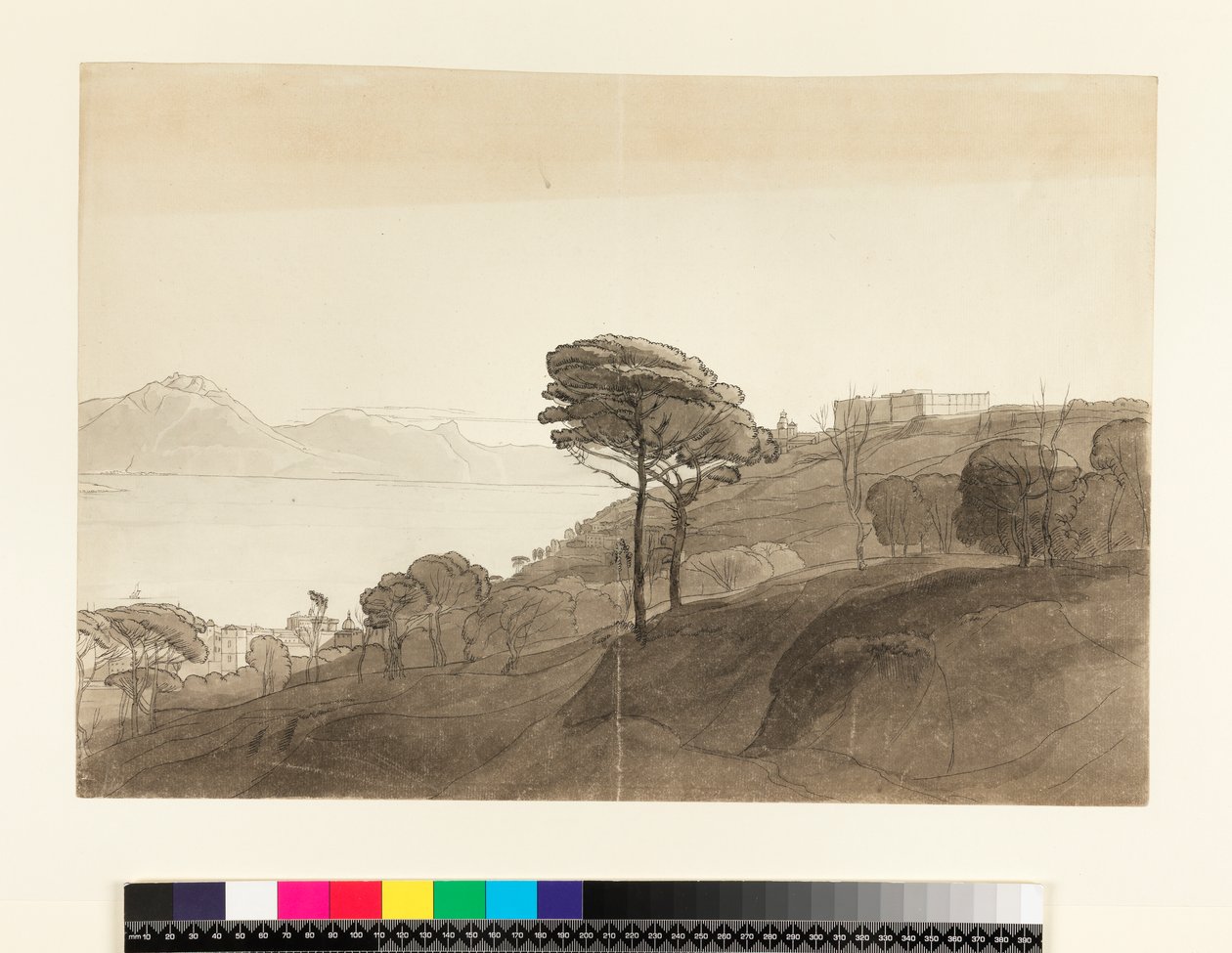 No.1621那不勒斯湾和Mt. Lactarius，1781年（wc，墨水和纸上洗） 作者 弗朗西斯·汤恩