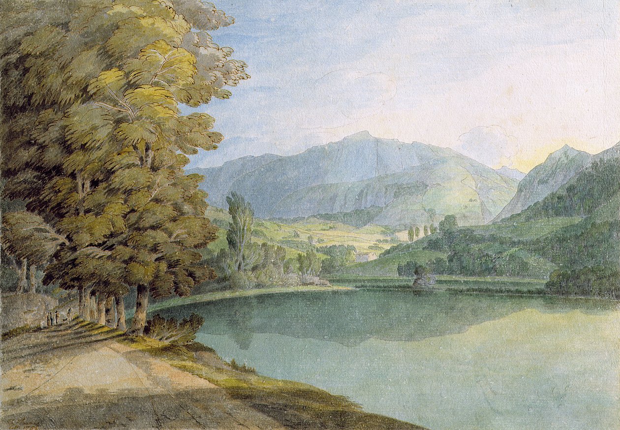 Rydal Water（笔和墨水在纸上用wc） 作者 弗朗西斯·汤恩