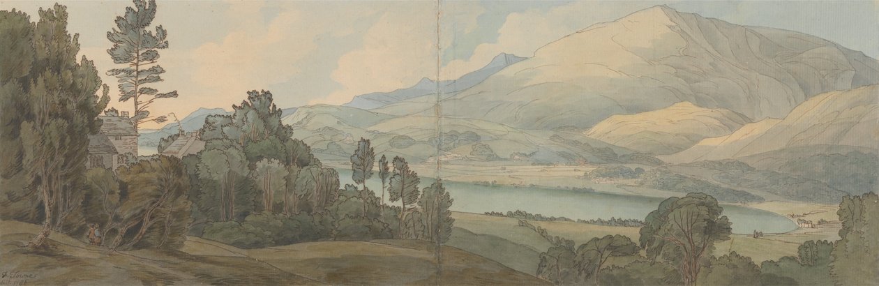 湖Coniston，兰开夏郡看法 作者 弗朗西斯·汤恩