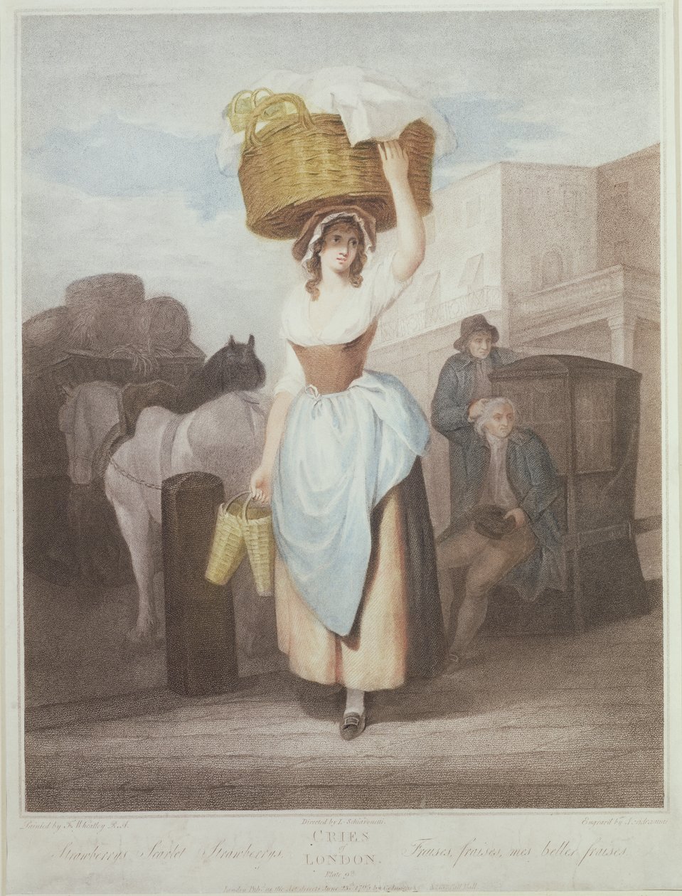 草莓，猩红色草莓，“The Cries of London”的9号板，由Giovanni Vendramini（1769-1839）雕刻，酒吧。作者：Colnaghi und Co.，1795（点画雕刻） 作者 弗朗西斯·惠特利