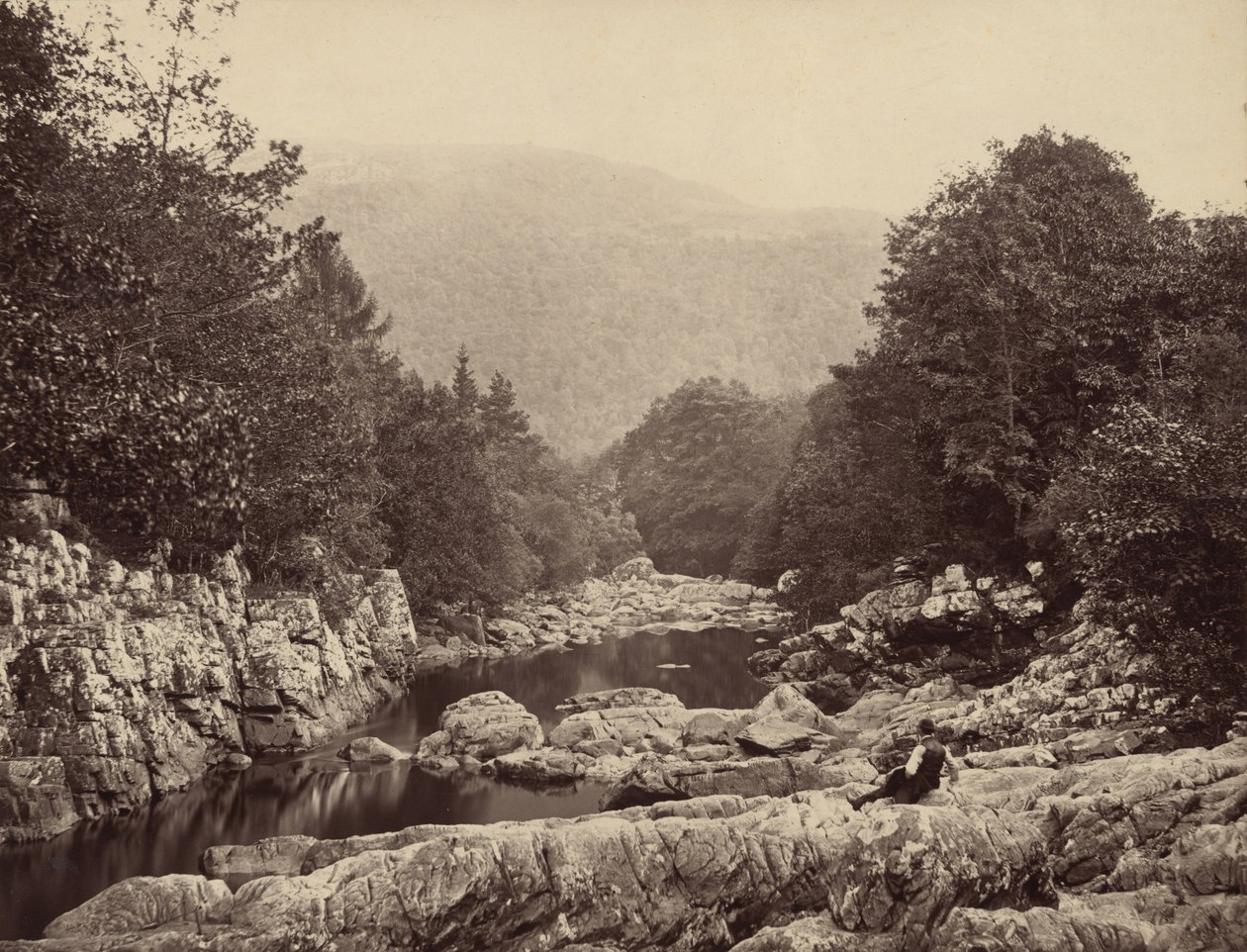 1860 年，Betws-y-Coed 矿工桥的 Llugwy 河上（照片） 作者 弗朗西斯·贝德福德