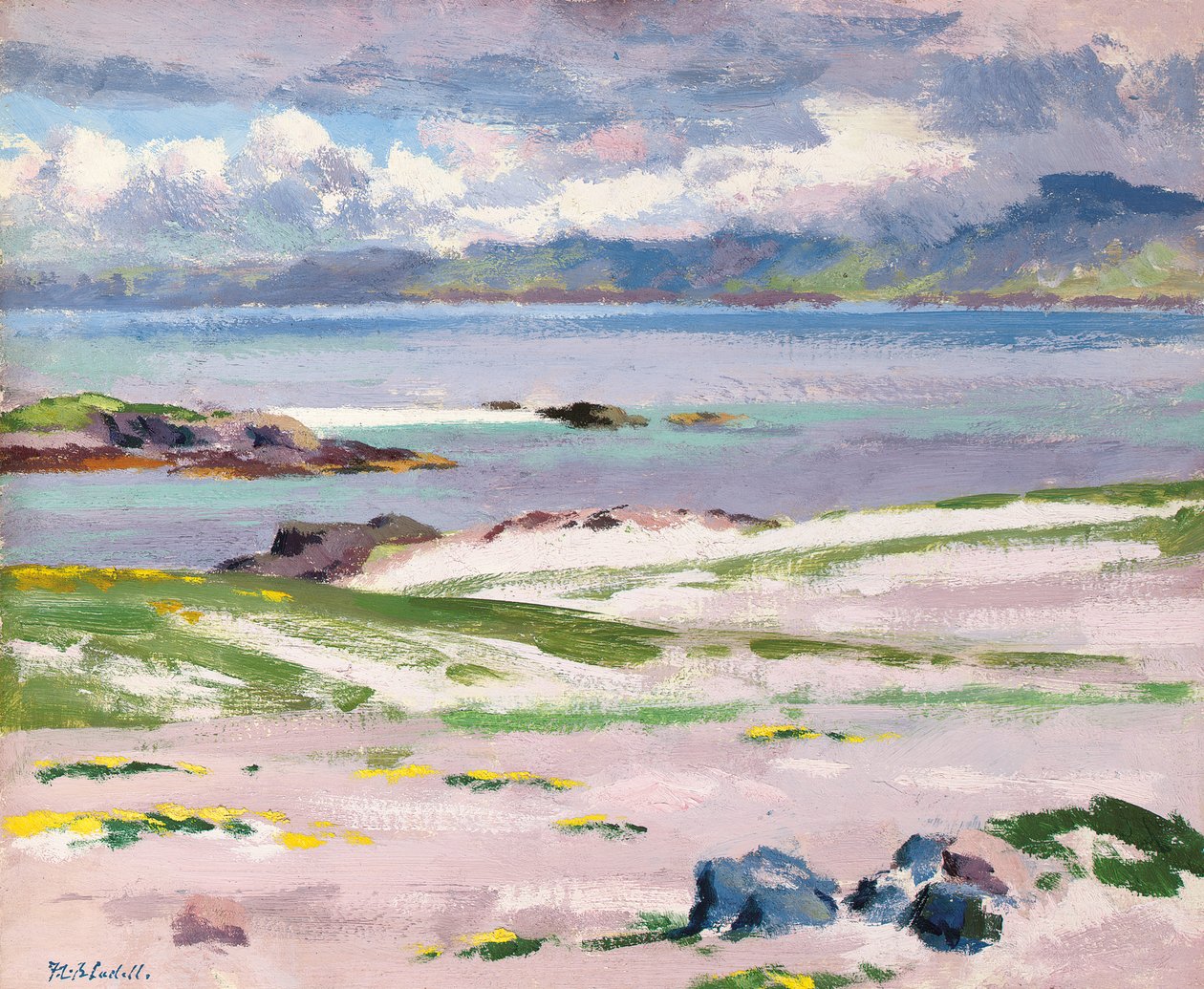 1928年，爱奥那州乔克·阿德·安拉伊德（Choc Ard Anraidh）的《走向穆尔》（Towards Mull），布面油画 作者 弗朗西斯·坎贝尔·布瓦洛·卡德尔