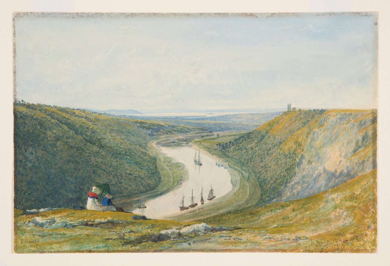 达勒姆郡（Durdham Down）的雅芳（Avon From Durdham Down），约1821年（纸上水彩和人体彩绘） 作者 弗朗西斯·丹比