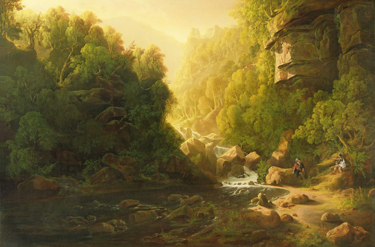 山洪流，约1820-30年（布面油画） 作者 弗朗西斯·丹比