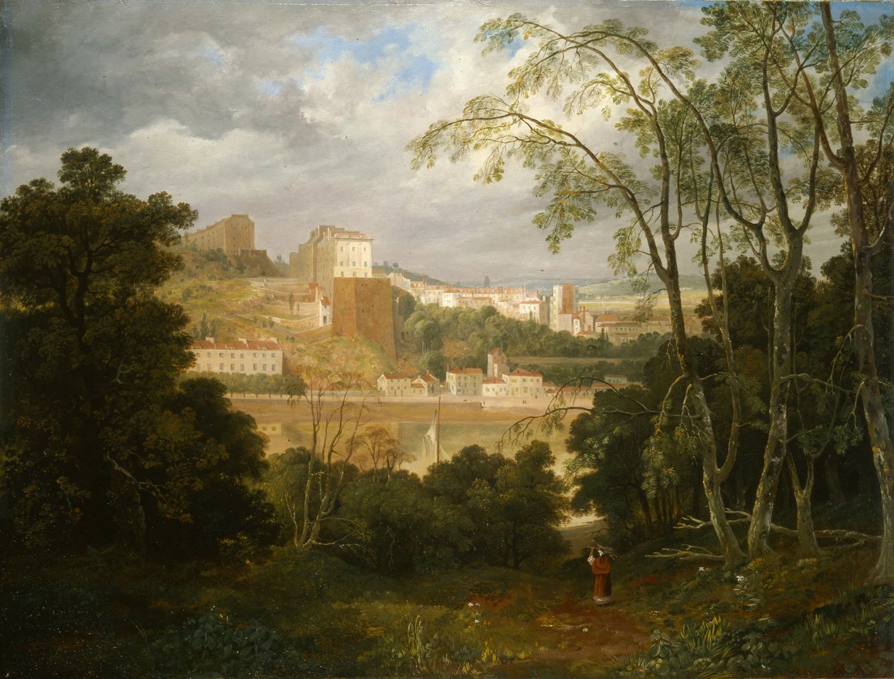 从Leigh Woods看Clifton，约1818-20（油画板）。 作者 弗朗西斯·丹比