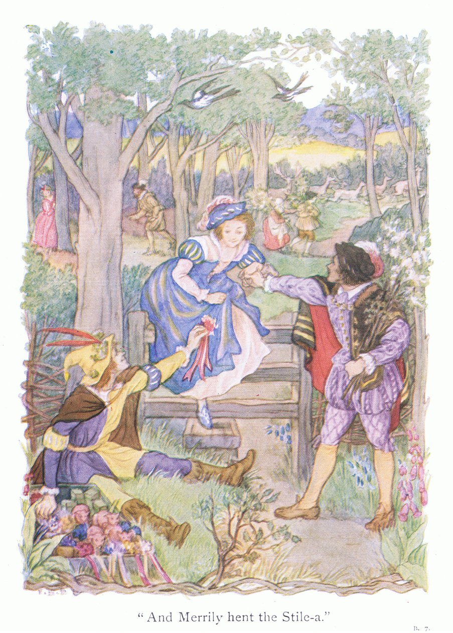 "欢快地走过栅栏（彩色石版画） 作者 弗朗西斯·唐金·贝德福德