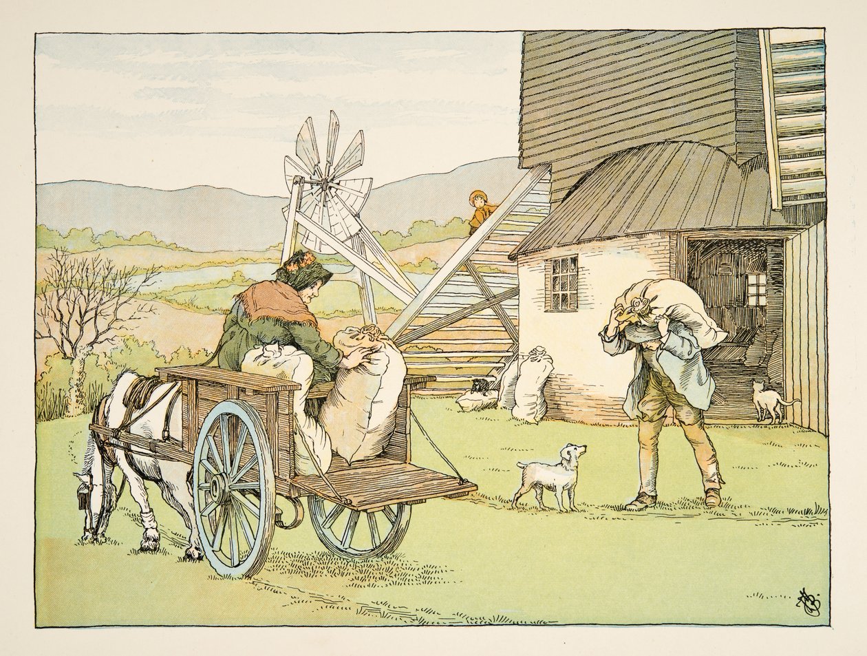 米勒》，选自《4 and Twenty Toilers》，1900 年出版（彩色石版印刷）。1900 年（彩色石版印刷） 作者 弗朗西斯·唐金·贝德福德