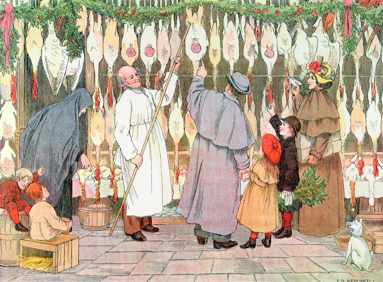 The Poulterer, 1899.摘自《商店之书》，1899年 作者 弗朗西斯·唐金·贝德福德