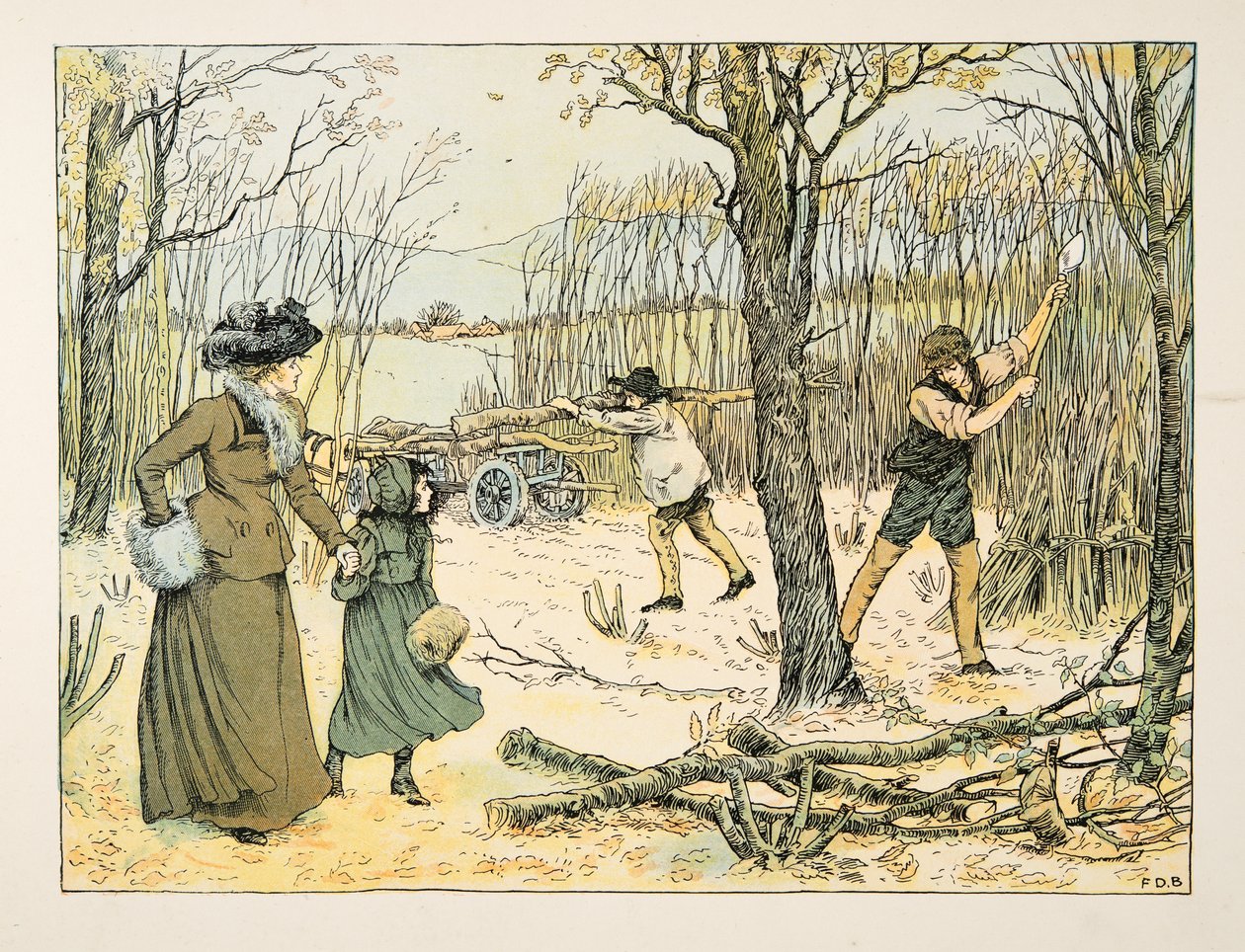 樵夫》，选自《Four and Twenty Toilers》，1900 年出版（彩色石印）。1900 年（彩色印刷版） 作者 弗朗西斯·唐金·贝德福德