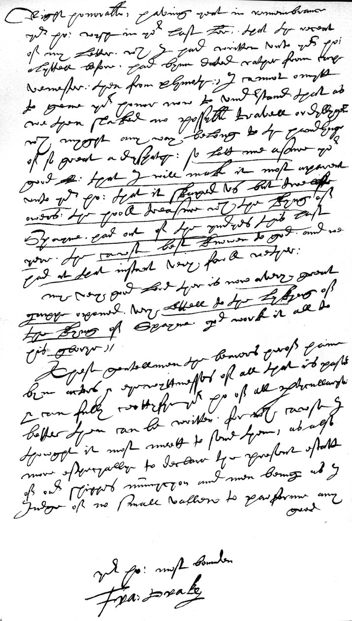 1586年7月26日在普利茅斯写下他的旗舰“伊丽莎白博纳文图”的威廉·塞西尔勋爵，伯格利勋爵，高级财务主勋（钢笔墨水在纸上） 作者 弗朗西斯·德雷克