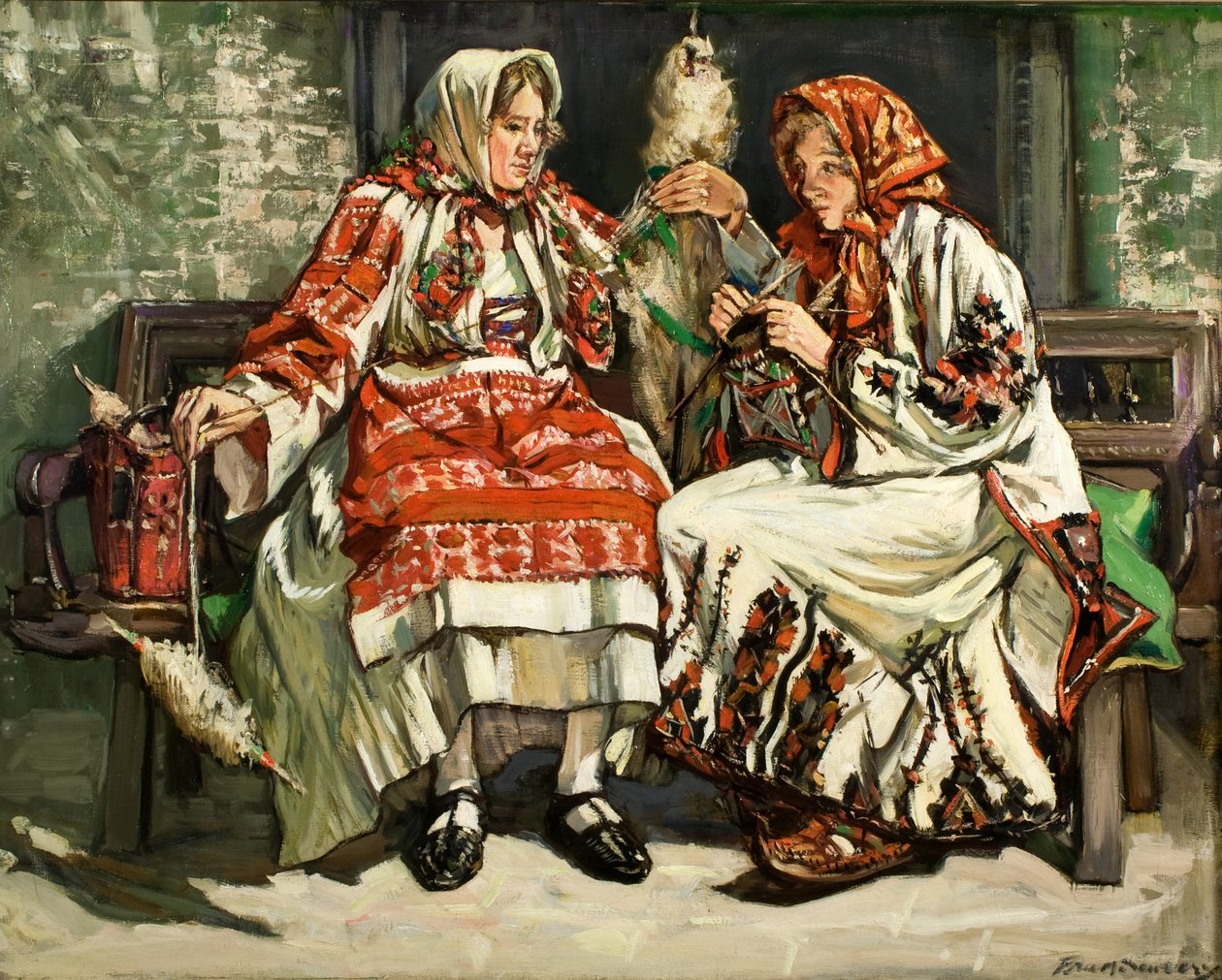 塞尔维亚妇女》，约 1930 年（布面油画） 作者 弗朗西斯·亨利·纽伯里