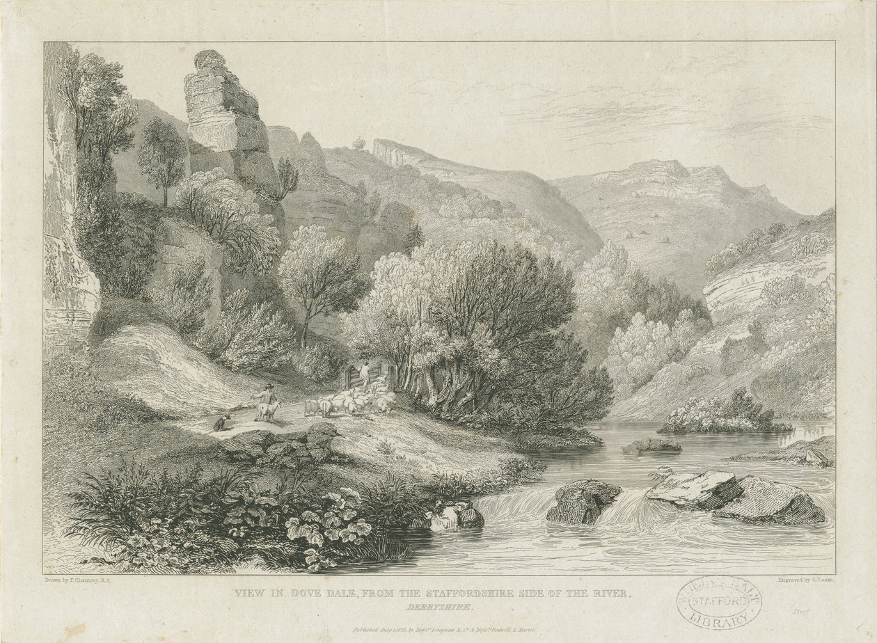 道夫代尔（Dovedale）-景观：版画，nd [19分] 作者 弗朗西斯·莱加特·尚特雷