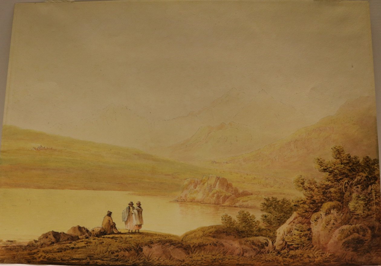 从 Capel Curig 望斯诺登，日期不详（纸面水彩画） 作者 弗朗西斯·尼科尔森