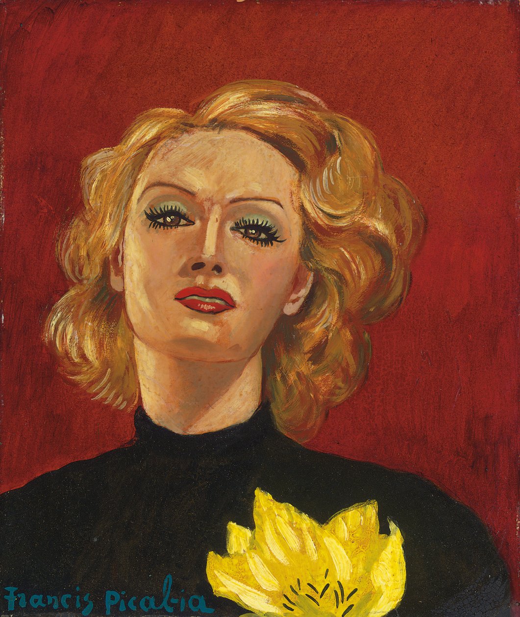 手持黄花的女人》，约 1941-2 年（木板油画） 作者 弗朗西斯·毕卡比亚