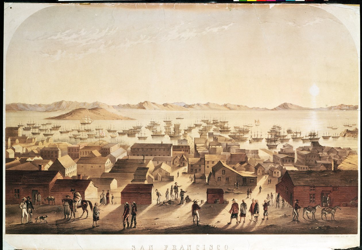 旧金山概况，由M und N Hanhart出版，第1850-52页 作者 弗朗西斯·塞缪尔·马里亚特