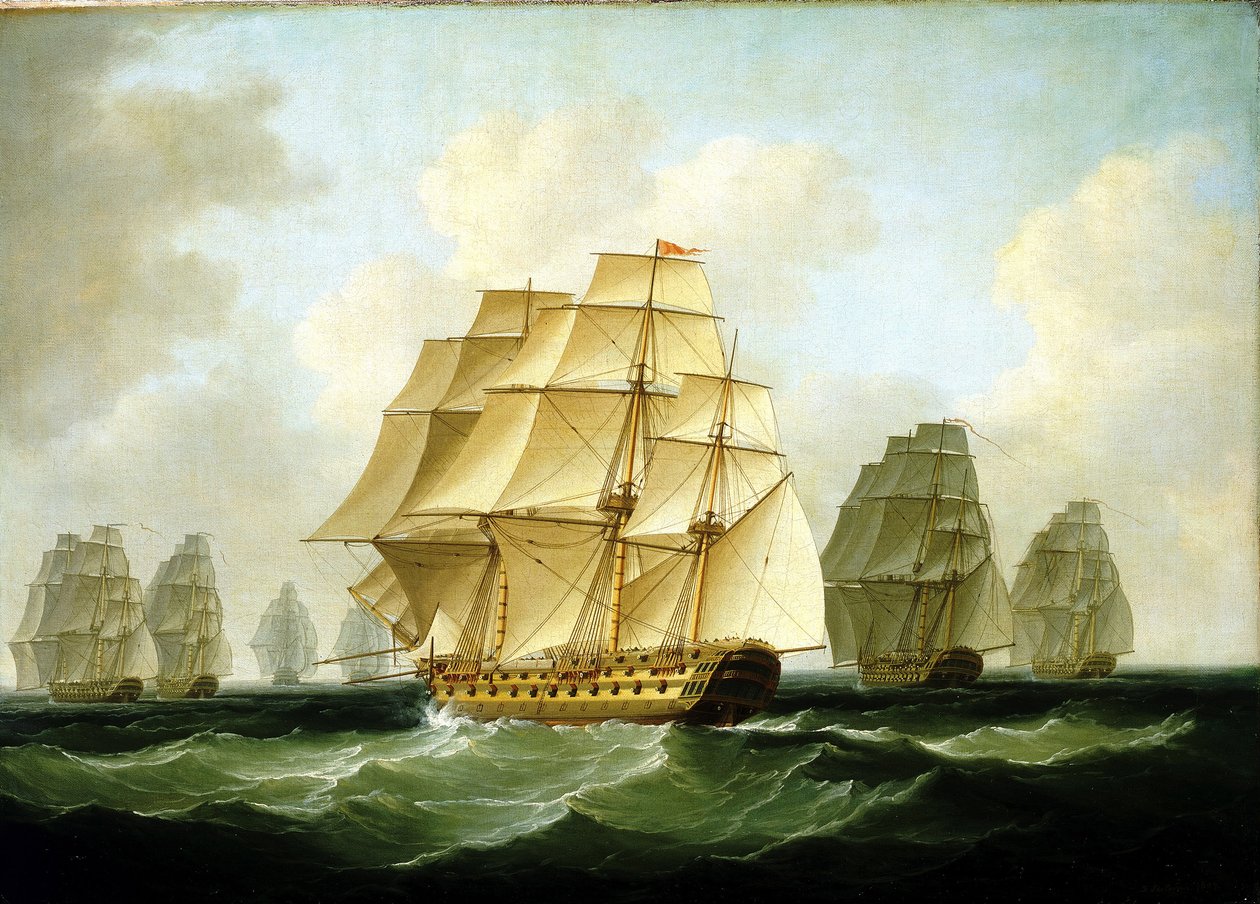 拿破仑战争（1803-1815 年）片段：理查德-斯特兰昌（Richard Strachan）率领的追击队，11 月 4 日，奥特加尔角（西班牙）外海 作者 弗朗西斯·萨托里乌斯（Francis Sartorius）