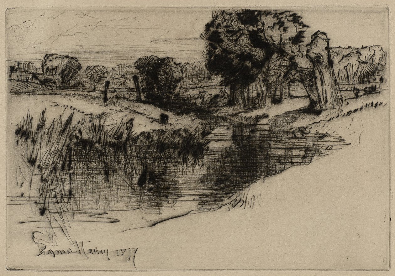 A Backwater，1877（干点） 作者 弗朗西斯·西摩·哈登（Francis Seymour Haden）