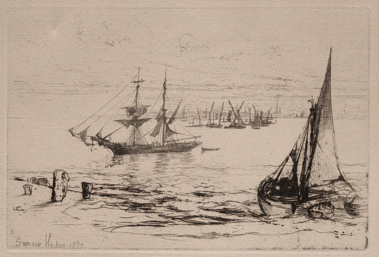 1879年在Anchor的双桅船 作者 弗朗西斯·西摩·哈登（Francis Seymour Haden）