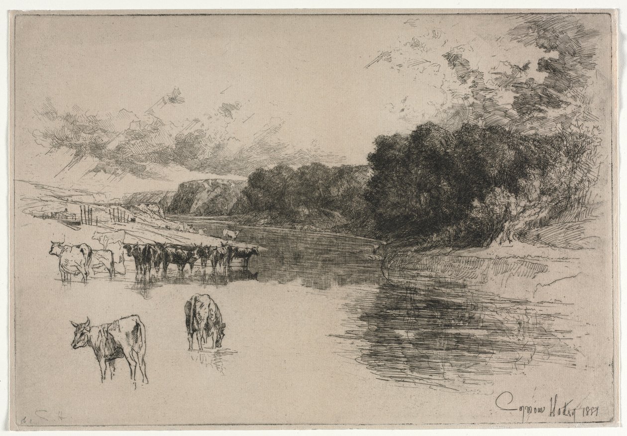 兰开夏郡河，1881年。 作者 弗朗西斯·西摩·哈登（Francis Seymour Haden）