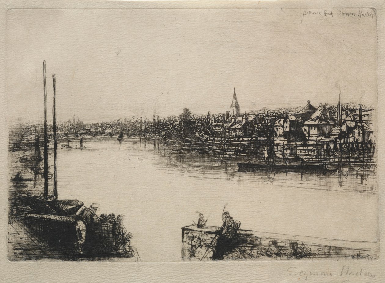 巴特西河（Battersea Reach），1843年。 作者 弗朗西斯·西摩·哈登（Francis Seymour Haden）