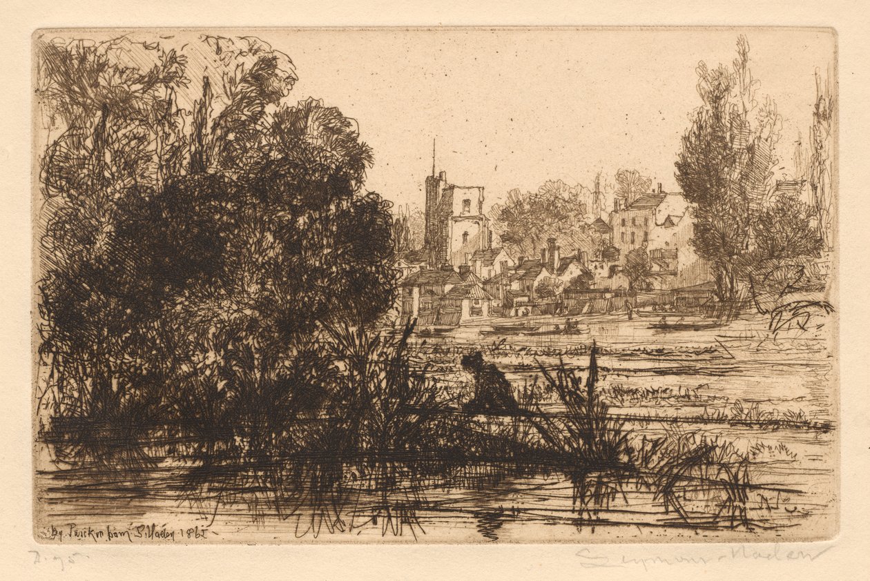 哈默顿三世作品集：特威克纳姆教堂，1865-72年出版，1872年。 作者 弗朗西斯·西摩·哈登（Francis Seymour Haden）