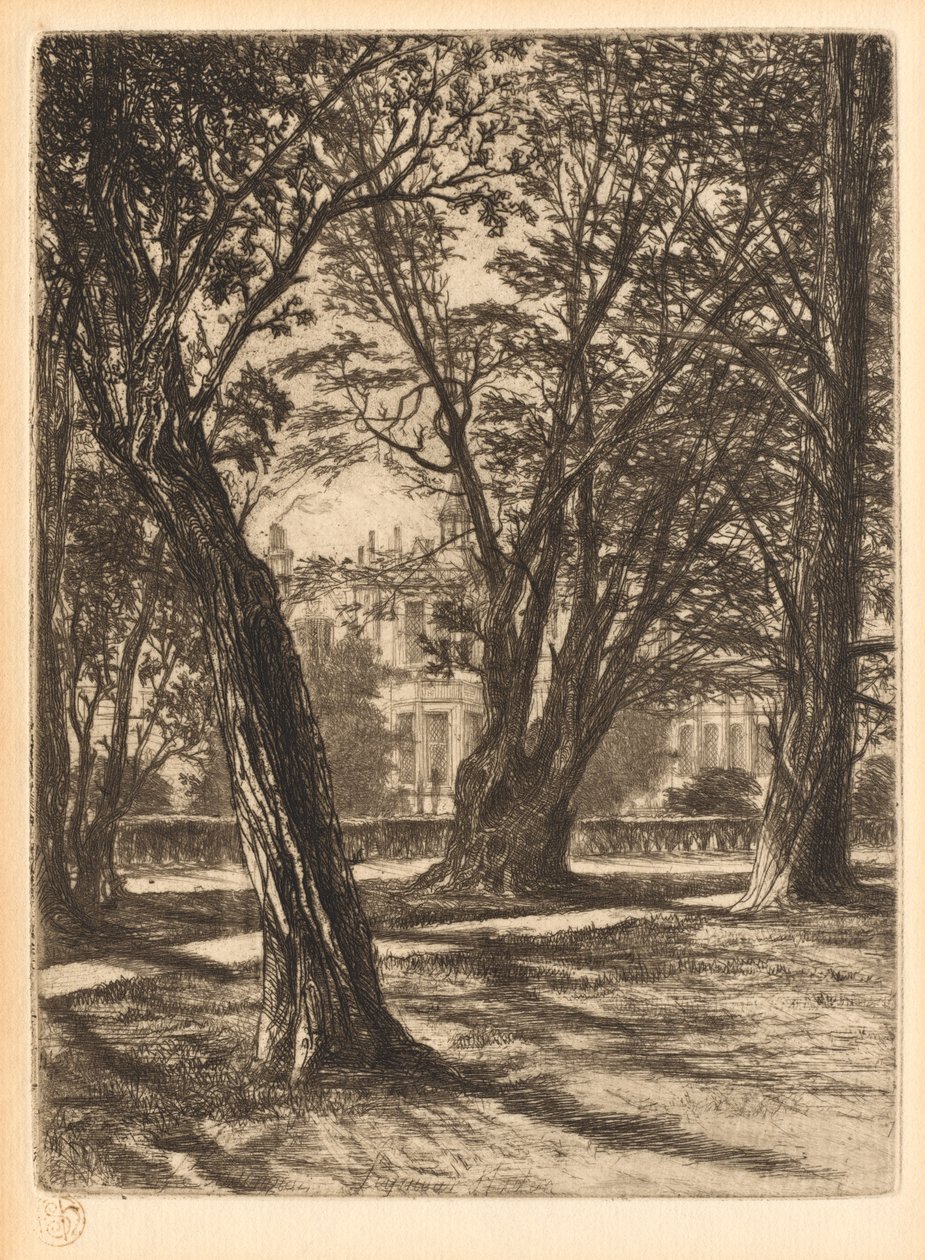 肯辛顿花园，第1小盘，1859年。 作者 弗朗西斯·西摩·哈登（Francis Seymour Haden）