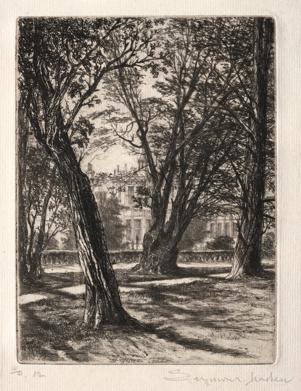 肯辛顿花园小盘子，1859年。 作者 弗朗西斯·西摩·哈登（Francis Seymour Haden）
