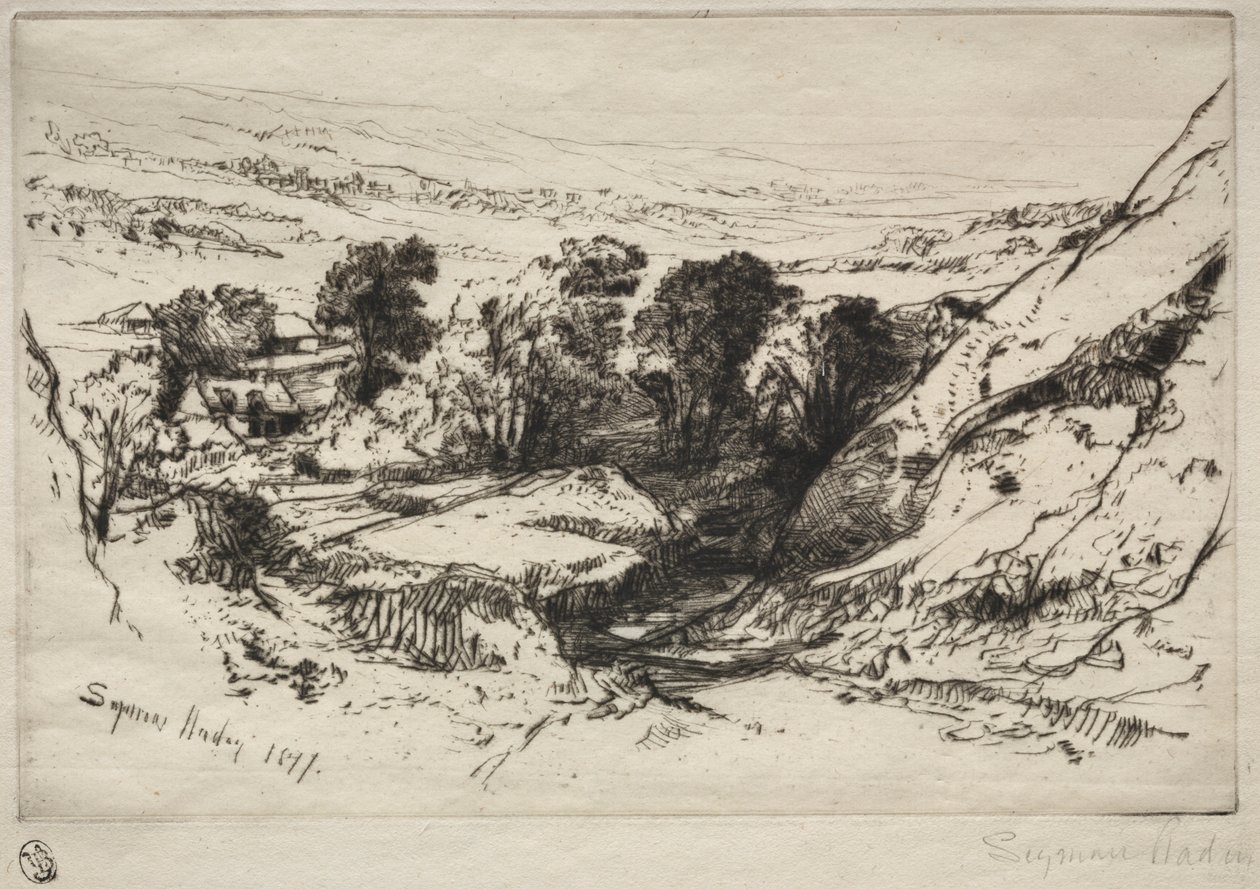 九巴罗当（Nine Barrow Down），1877年。 作者 弗朗西斯·西摩·哈登（Francis Seymour Haden）