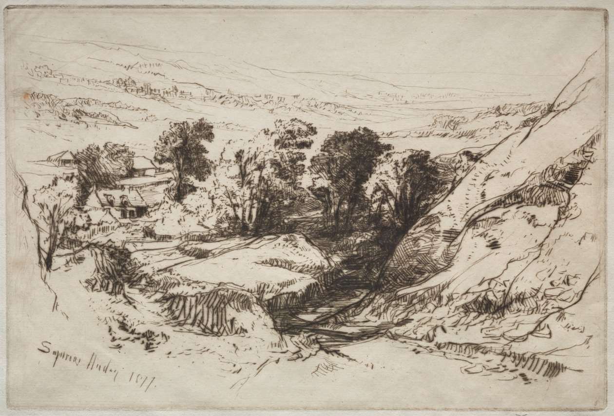 九巴罗当（Nine Barrow Down），1877年。 作者 弗朗西斯·西摩·哈登（Francis Seymour Haden）