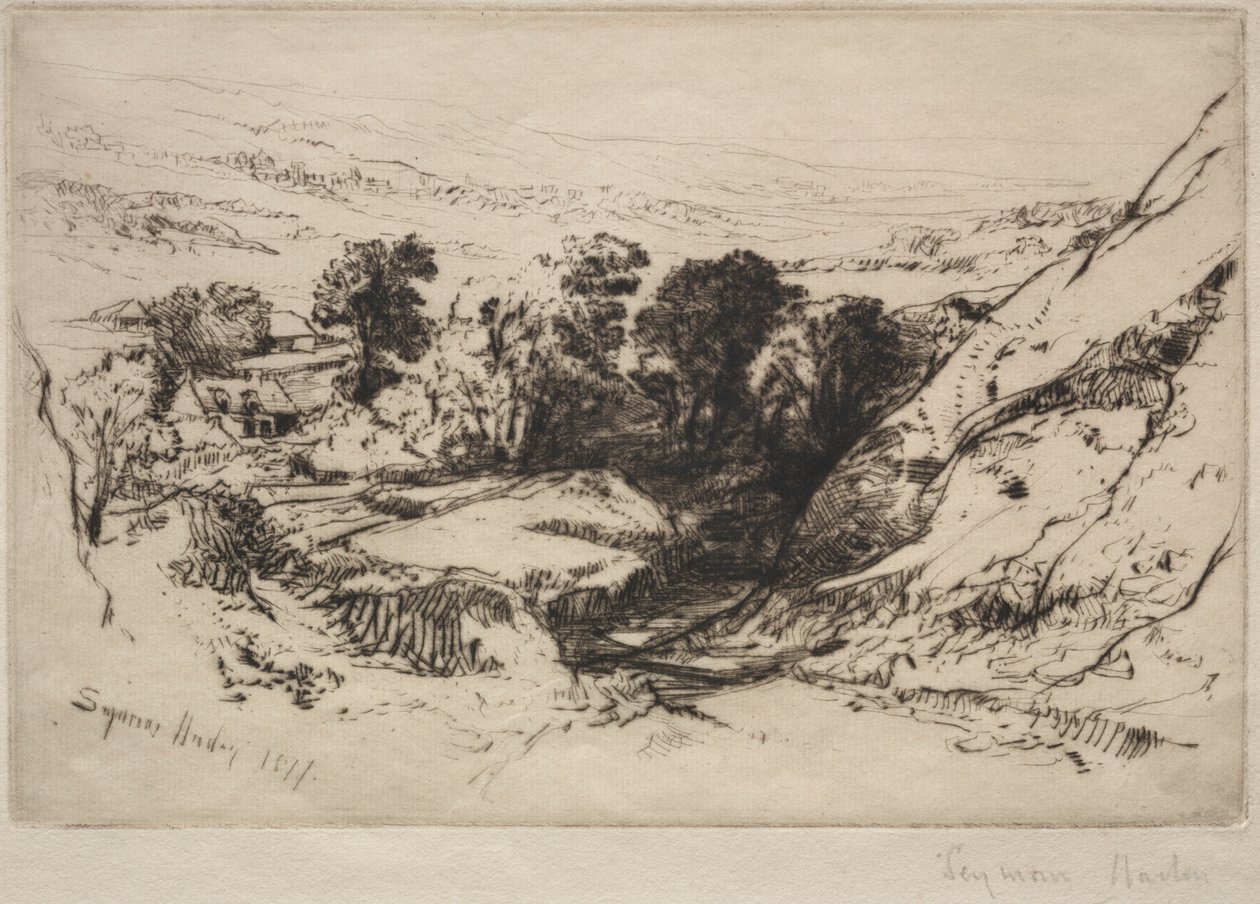 九巴罗当（Nine Barrow Down），1877年。 作者 弗朗西斯·西摩·哈登（Francis Seymour Haden）