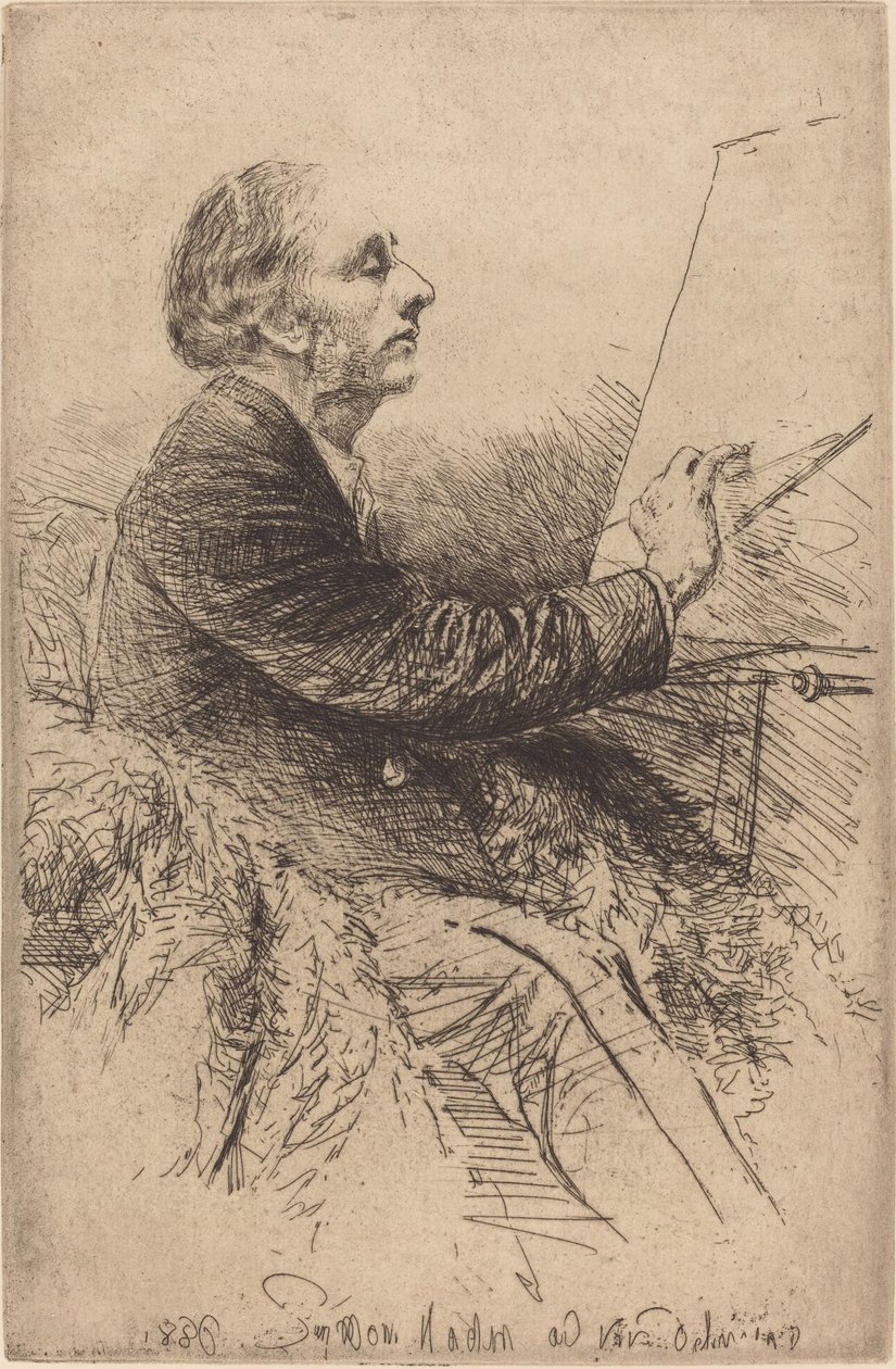 画架前的自画像 作者 弗朗西斯·西摩·哈登（Francis Seymour Haden）