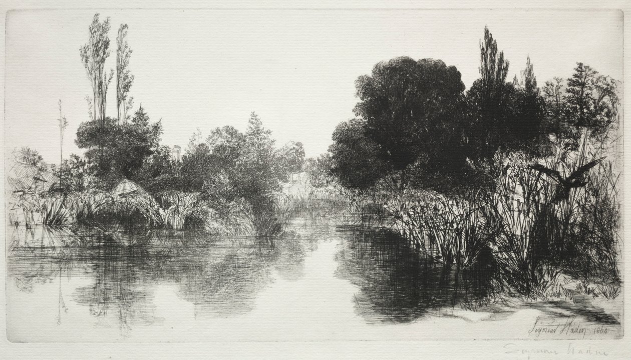 1860年及以后的Shere Mill Pond，第11号《大板块》。 作者 弗朗西斯·西摩·哈登（Francis Seymour Haden）