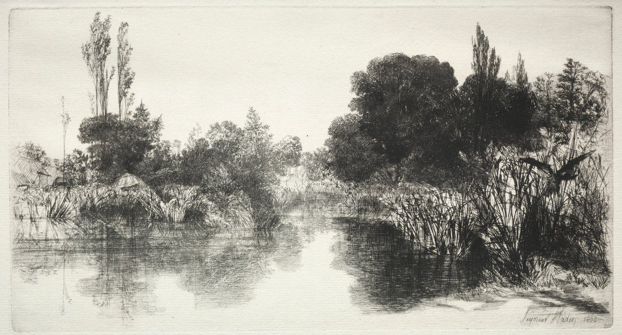 Shere Mill Pond较大的盘子，1860年。 作者 弗朗西斯·西摩·哈登（Francis Seymour Haden）