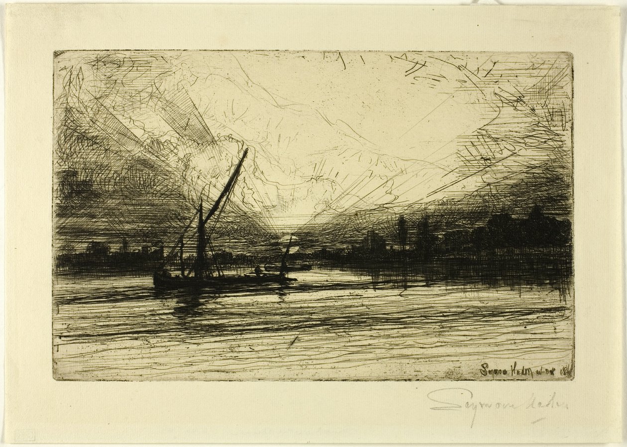 泰晤士河上的日落 作者 弗朗西斯·西摩·哈登（Francis Seymour Haden）