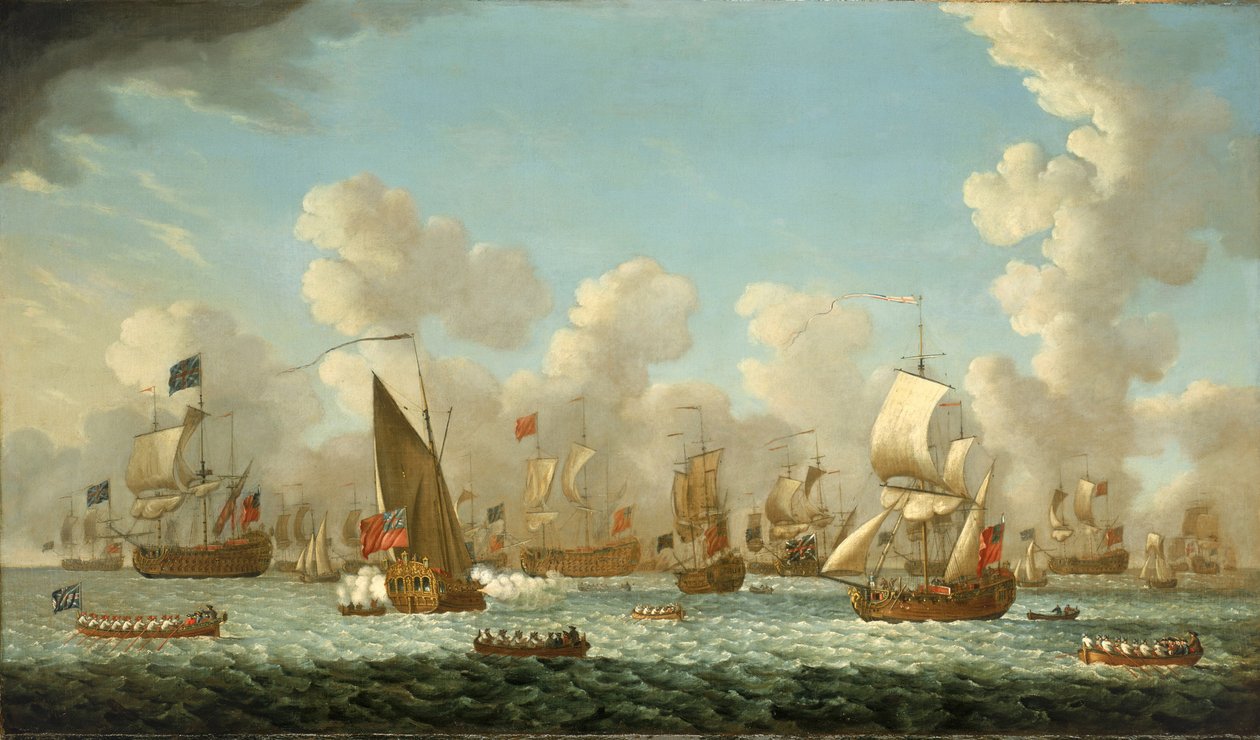 1767 年，英格兰斯皮特黑德的海军杂志。布面油画 作者 弗朗西斯·斯威恩