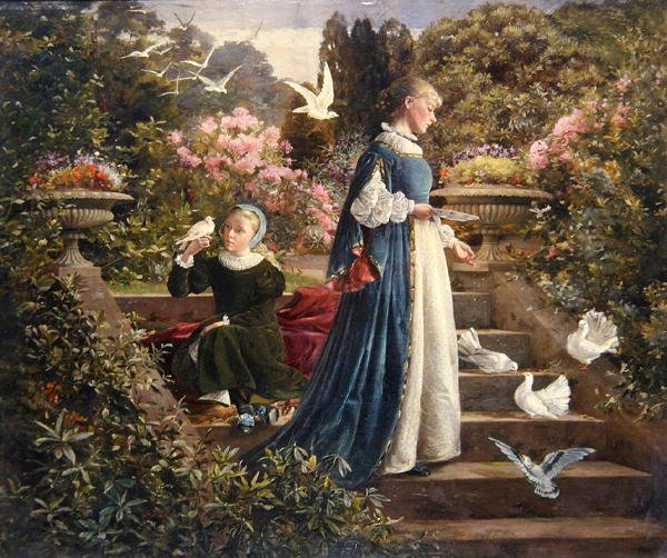 给鸽子喂食 作者 弗朗西斯·悉尼·马尚（Francis Sydney Muschamp）