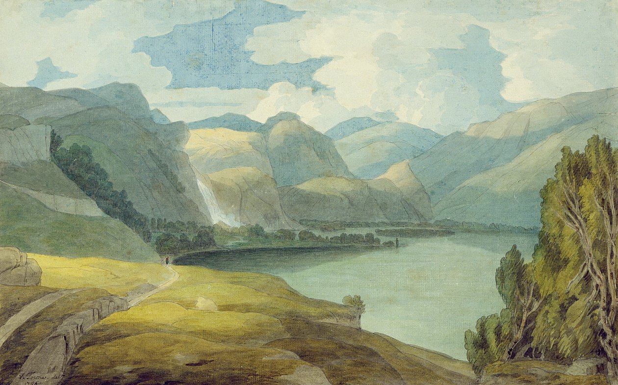 德文特湖（Derwentwater）向南 作者 弗朗西斯·汤恩