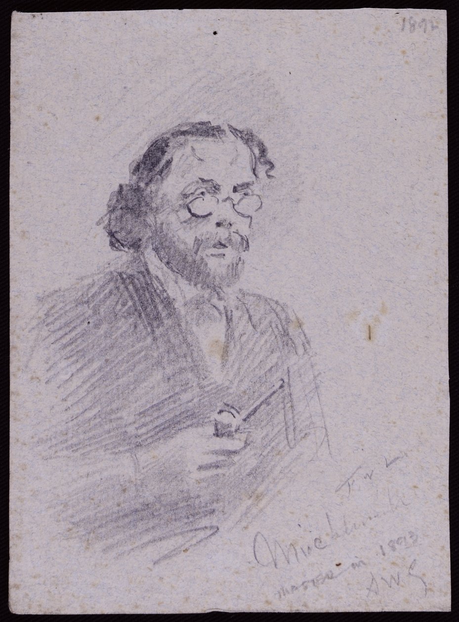 JT Micklethwaite的肖像，约1893年（纸上铅笔） 作者 弗朗西斯·威尔弗雷德·劳森