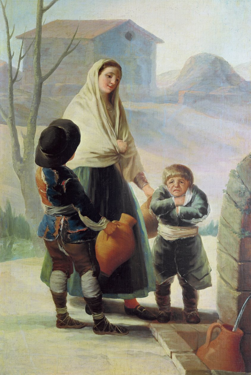 一个女人和一个喷泉的两个孩子，1786-7 作者 弗朗西斯科·德·戈雅