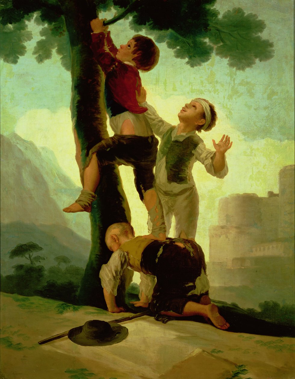 男孩爬树，卡通挂毯，1790-92 作者 弗朗西斯科·德·戈雅