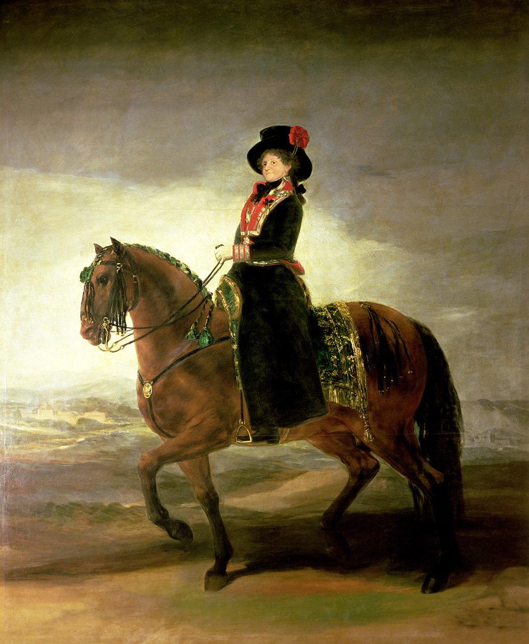 女王玛丽亚路易莎的骑马肖像，西班牙国王查理四世的妻子，1799年 作者 弗朗西斯科·德·戈雅
