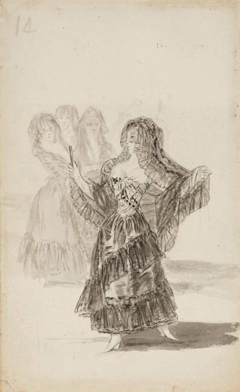 两个Majas拥抱（正面）; Maja Parading before Three others（verso） 作者 弗朗西斯科·德·戈雅