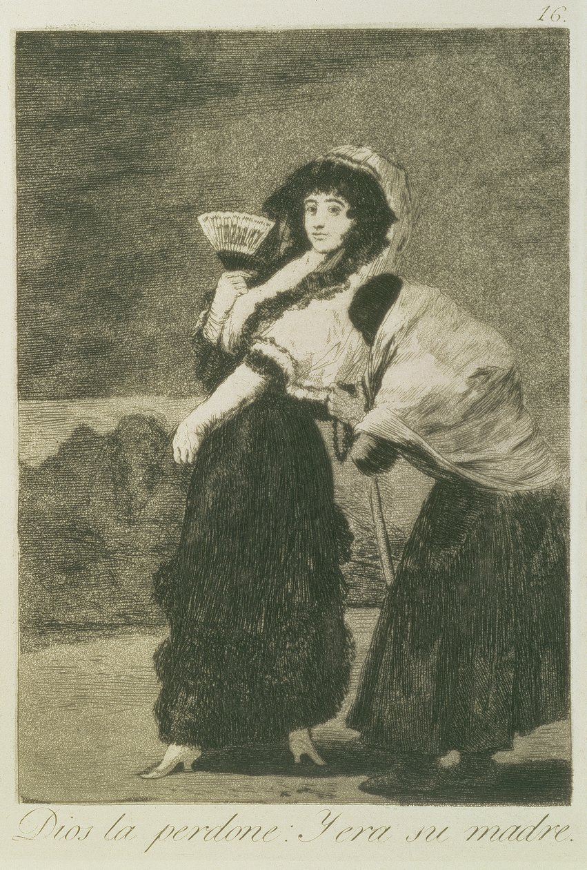 愿上帝原谅她：这是她的母亲，1797年（蚀刻和aquatint） 作者 弗朗西斯科·德·戈雅