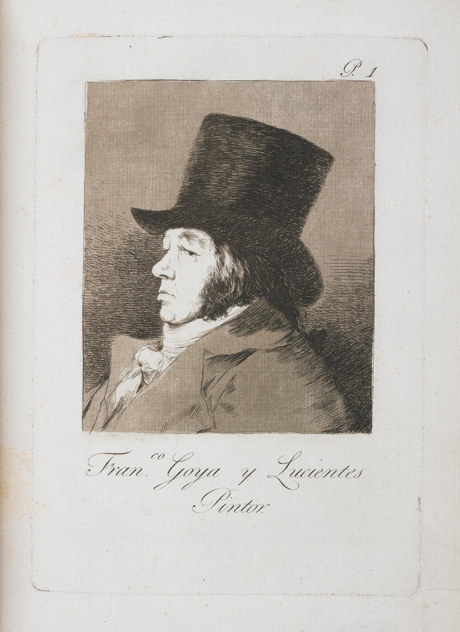 Goya PPortrait，洛杉矶Caprichos板块I（1793-98）的复制品（描图纸上的钢笔和棕色墨水） 作者 弗朗西斯科·德·戈雅
