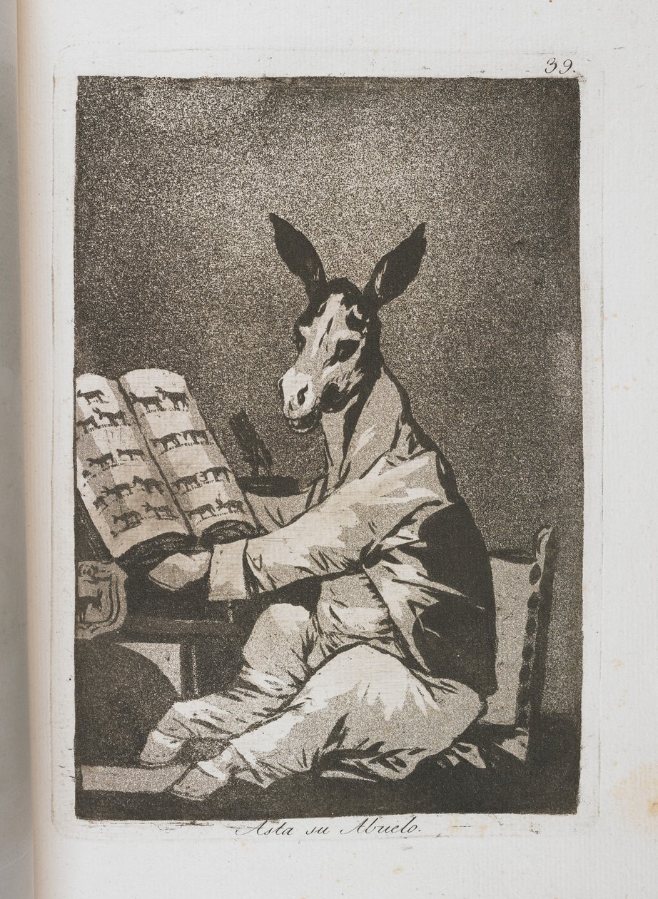 来自Los Caprichos的板块[早在他的祖父身上]，1797-1798 作者 弗朗西斯科·德·戈雅