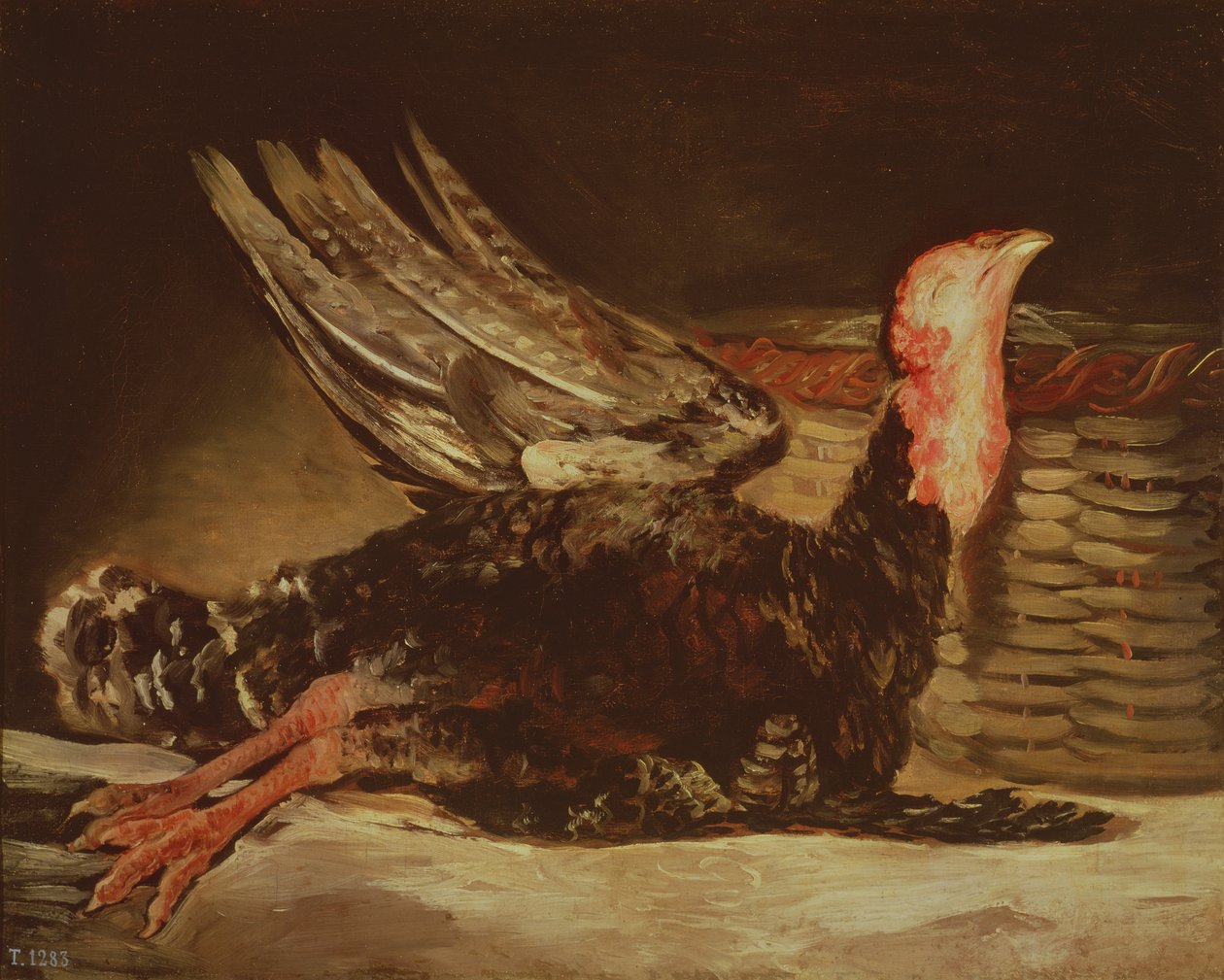1806年，一只死火鸡和一个柳条筐的静物画 作者 弗朗西斯科·德·戈雅