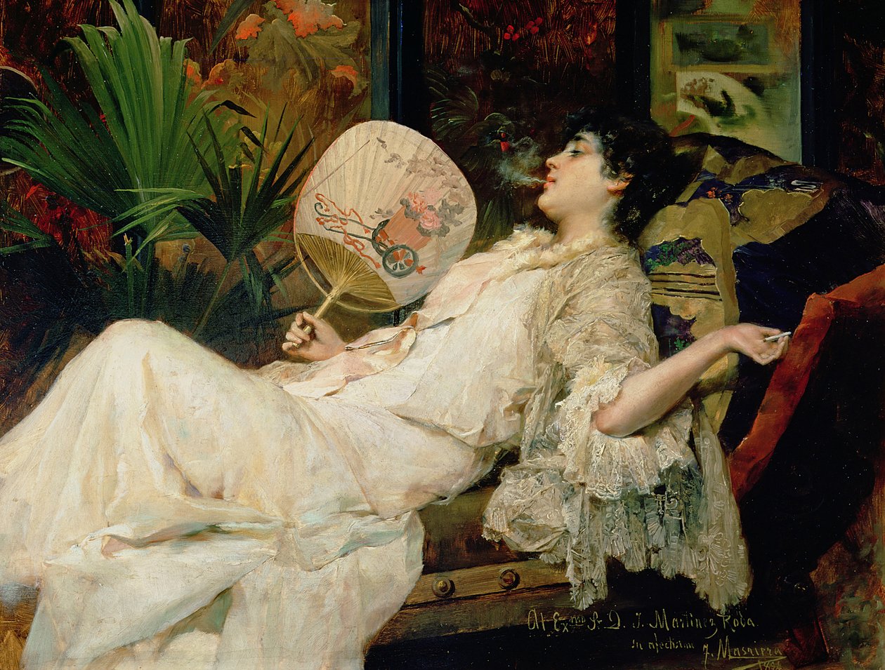 吸烟的年轻女子，1894年 作者 弗朗西斯科·马西里拉