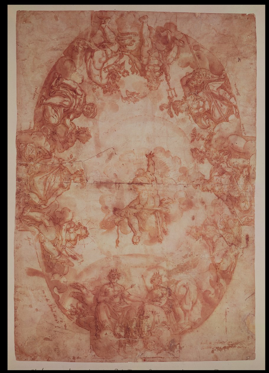 研究1604年塞维利亚Casa de Pilatos的天花板（笔和墨水在纸上洗） 作者 弗朗西斯科·帕切科
